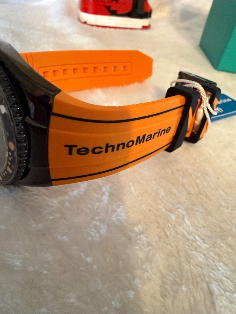 Technomarine Orange and Black Sport Watch with Bold Silicone Strap